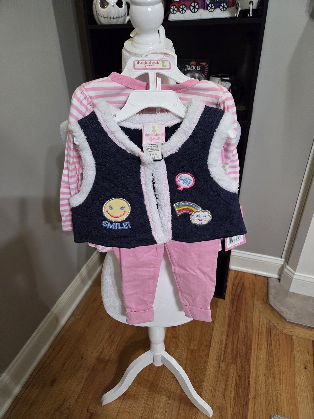 duck duck goose Pink & Navy Toddler Matching Set - Vest, Top & Pants
